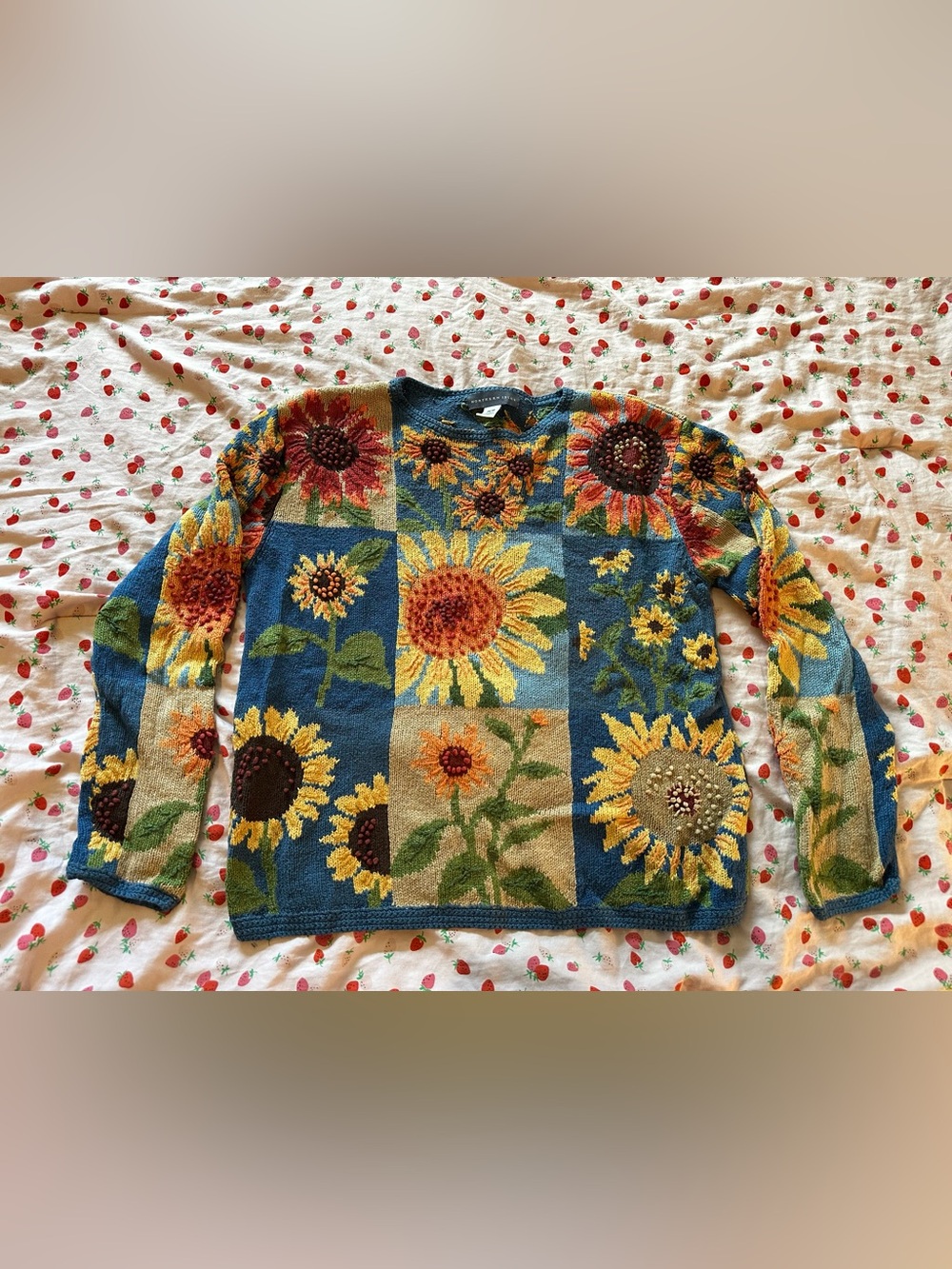 Northern Isles Sunflower Patchwork Knit Sweater